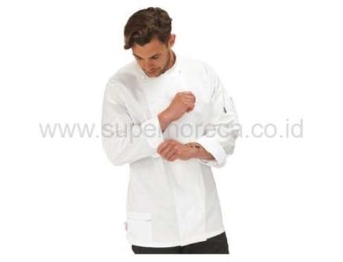 LE CHEF Long Sleeve Chef Uniform with White Removable Studs, White, StayCool®