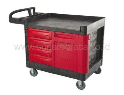 TRUST Mobile Work Center with 4-Drawers & Cabinet, Bitbar